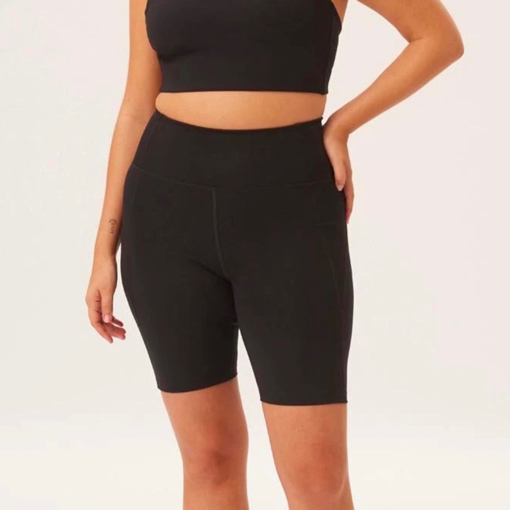 Girlfriend Collective Black High-Rise Bike Short in Black